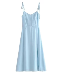 YENKYE Women French Style Light Blue Front Slit Sling Dresses Sexy Sleeveless High Waist Female Holiday.jpg